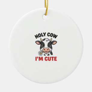 Ornamento De Cerâmica Vaca Sagrada Eu Sou Fofa Vaca Engraçada Desenho Vi