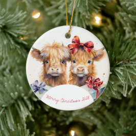 Ornamento De Cerâmica Vacas das Terras de Natal encantadoras