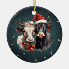 Ornamento De Cerâmica Vacas de Natal bonitas