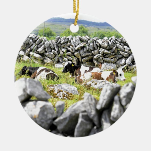 Ornamento De Cerâmica Vacas Moo (Frente)