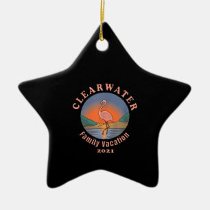 Ornamento De Cerâmica Vaga de Clearwater Flamingo 2021 Funny Flamingo