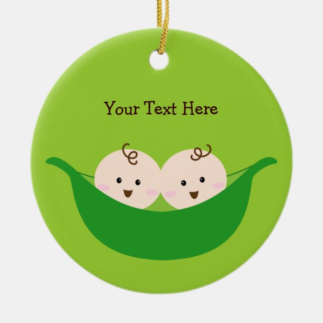 Ornamento De Cerâmica Vagens de ervilha gêmeos (customizáveis) (Frente)