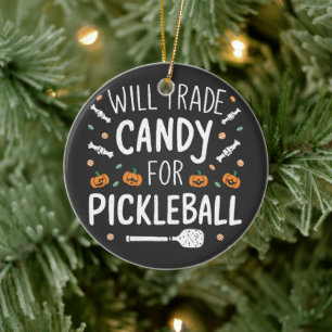 Ornamento De Cerâmica Vai Trocar Doces Para O Halloween De Pickleball Sp