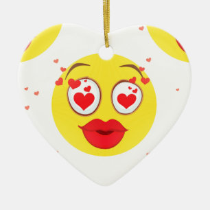 Ornamento De Cerâmica Valentine kiss Emoji