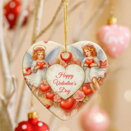 Ornamento De Cerâmica Valentine's Day Love Cherub Angels 