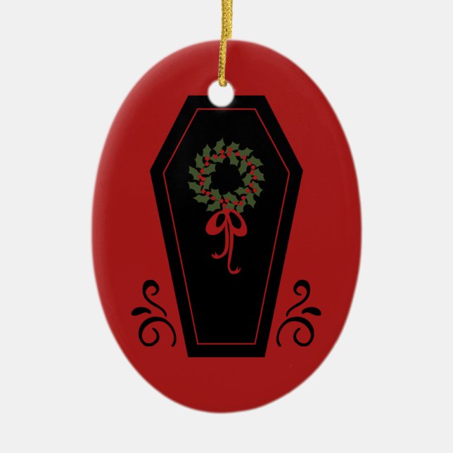 Ornamento De Cerâmica Vamire Holiday Coffin (Frente)