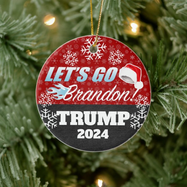 Ornamento De Cerâmica Vamos Brandon Trump 2024 Ornament (Árvore)