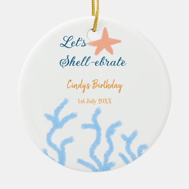 Ornamento De Cerâmica Vamos de carapaça-embriagada durante o aniversário (Frente)