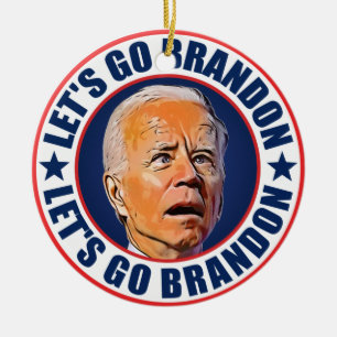 Ornamento De Cerâmica Vamos Go Brandon fjb engraçado anti joe Biden