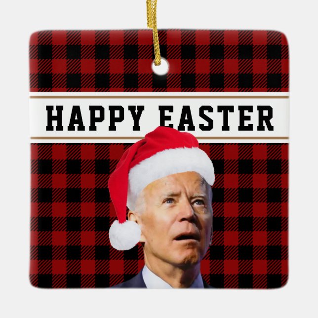 Ornamento De Cerâmica Vamos Go Brandon FJB Xmas, Felz pascoa (Frente)