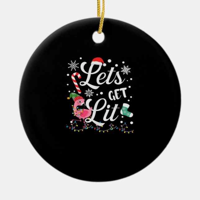 Ornamento De Cerâmica Vamos Sai Adulto Flamingo Engraçado Natal (Frente)