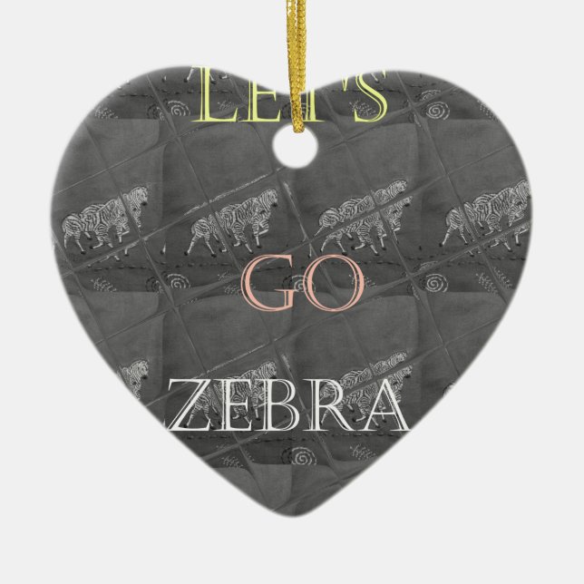 Ornamento De Cerâmica Vamos selvagem e livre!: Viagem de zebra (Frente)