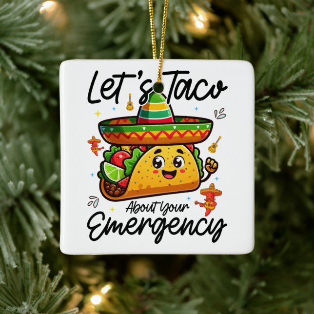 Ornamento De Cerâmica Vamos Taco Sobre Sua Emergência Cinco De Mayo Lega (Árvore)