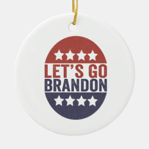 Ornamento De Cerâmica Vamos vai Brandon Funny Patriótico Bandeira Ameri