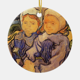 Ornamento De Cerâmica Van Gogh, Duas Crianças, Arte Impressionista Vinta