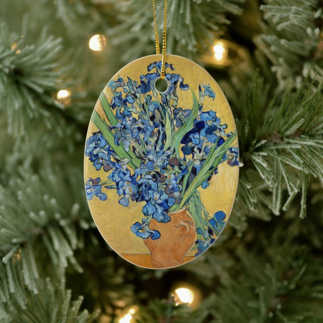 Ornamento De Cerâmica Van Gogh Irises Vase Flowers Ainda Vida Arte Holan (Árvore)