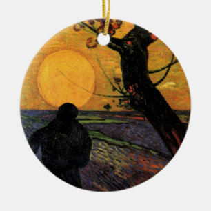 Ornamento De Cerâmica Van Gogh; O Semeador, Agricultor Camponês Vintage