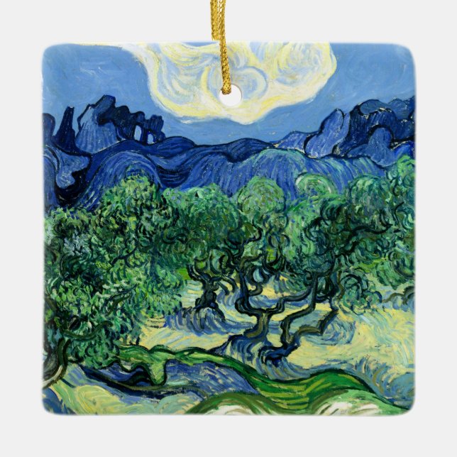 Ornamento De Cerâmica Van Gogh - Oliveiras com Fundo de Alpilles (Frente)