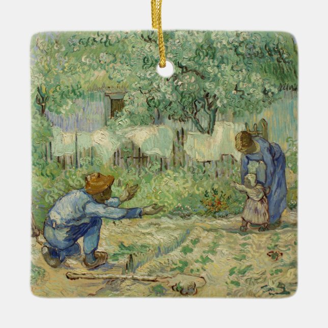 Ornamento De Cerâmica Van Gogh: Primeiro Passos depois do Millet (Frente)