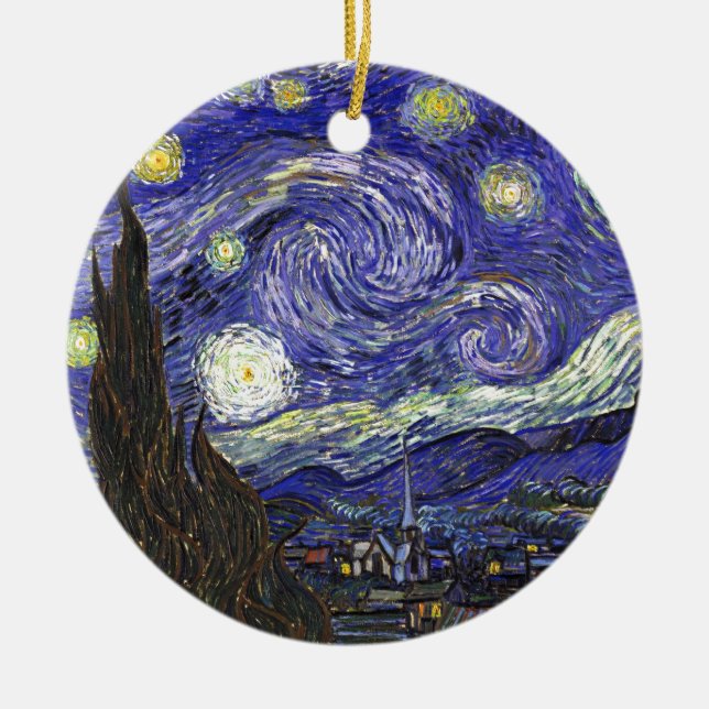 Ornamento De Cerâmica Van Gogh Starry Night (Frente)