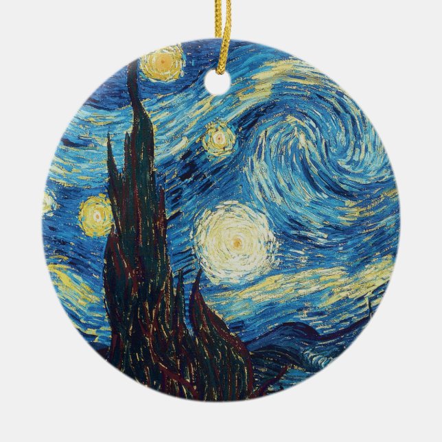 Ornamento De Cerâmica Van Gogh Starry Night Classism Arte (Frente)