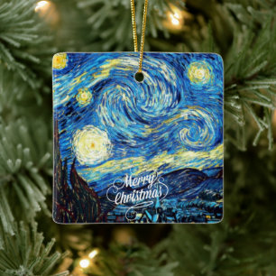Ornamento De Cerâmica Van Gogh-Starry Night, Feliz Natal,