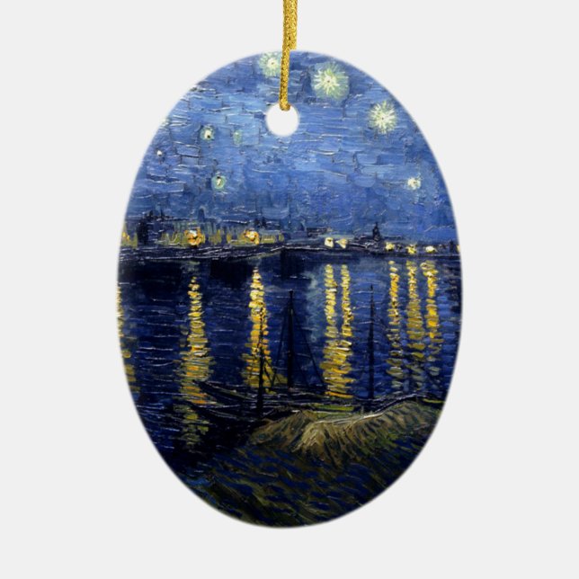 Ornamento De Cerâmica Van Gogh Starry Night Over Rhone (Frente)