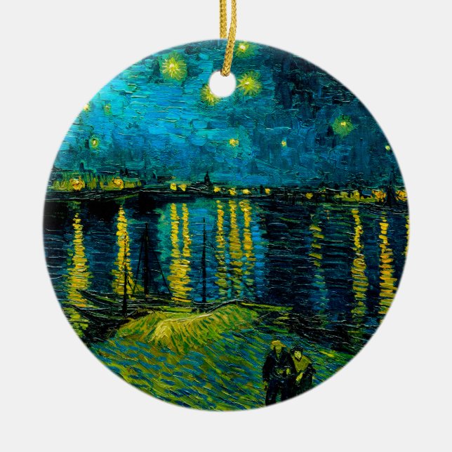 Ornamento De Cerâmica Van Gogh Starry Night Over the Rhône (Frente)