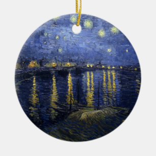 Ornamento De Cerâmica Van Gogh Starry Night Sobre O Ródano