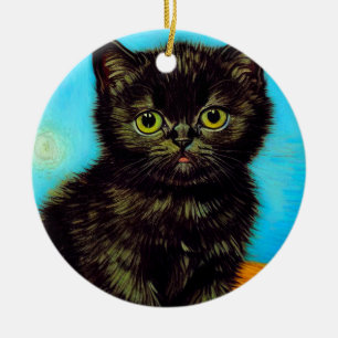 Ornamento De Cerâmica Van Gogh Style Pouting Kitten