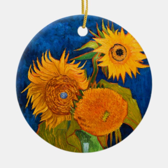 Ornamento De Cerâmica Van Gogh Sunflower (Frente)