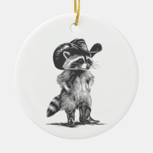 Ornamento De Cerâmica Vaqueiro Guaxinim Engraçado Guaxinim Gráfico Meme