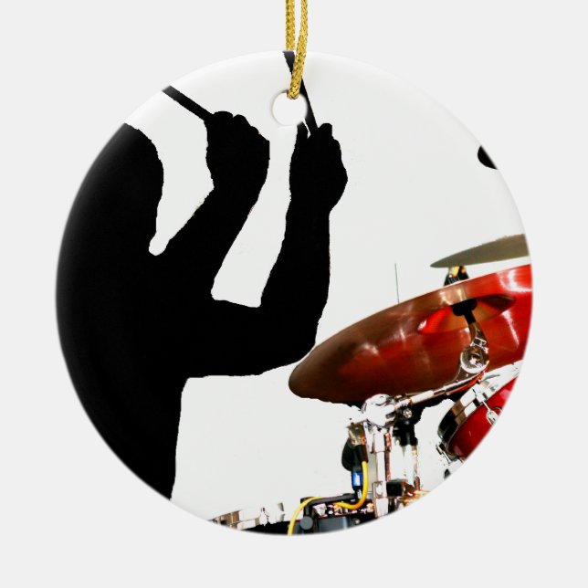 Ornamento De Cerâmica Varas do baterista em cilindros reais da sombra do (Frente)