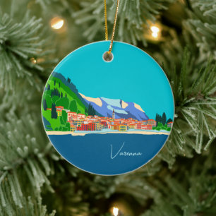 Ornamento De Cerâmica Varenna Lago de Como Itália Ilustração Viagem