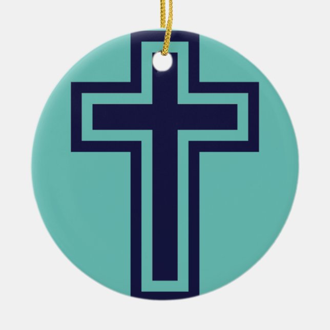 Ornamento De Cerâmica Variantes diferentes de cristão azul (Frente)