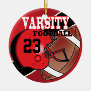 Ornamento De Cerâmica Varsity Red and Black Football
