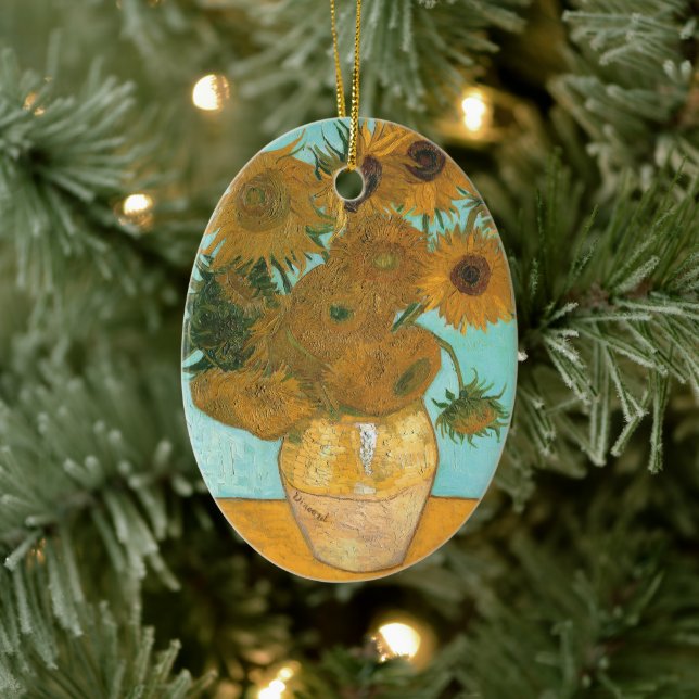 Ornamento De Cerâmica Vase com doze girassóis por Vincent van Gogh (Árvore)