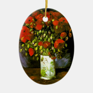Ornamento De Cerâmica Vase com papagaios vermelhos Van Gogh de arte
