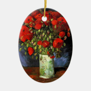 Ornamento De Cerâmica Vase com papagaios vermelhos Vincent van Gogh