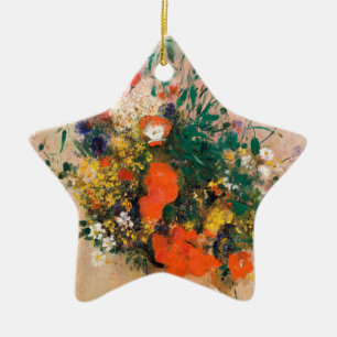Ornamento De Cerâmica Vase de Flores por Redon de Impressionista Poste