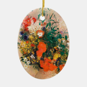 Ornamento De Cerâmica Vase de Flores por Redon Poste-Impressionista