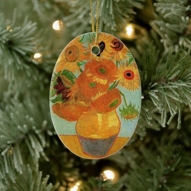 Ornamento De Cerâmica Vaso com Doze Girassóis por Vincent van Gogh (Árvore)