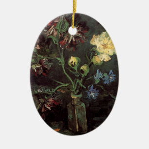 Ornamento De Cerâmica Vaso com Myosotis e Peônias por Vincent van Gogh