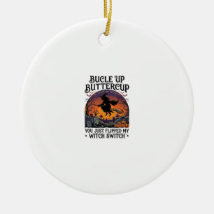 Ornamento De Cerâmica Vassoura De Halloween Da Bruxa Da Borboleta Borbol