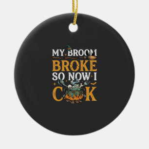 Ornamento De Cerâmica Vassoura Quebrou Cauldron de Halloween Caveiras Ga