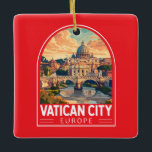 Ornamento De Cerâmica Vaticano City Art Vintage<br><div class="desc">design de viagem de vetor retrovetor de Cidade do vaticano. Cidade vaticano,  cidade-estado cercada por Roma,  Itália,  é a sede da Igreja Católica Romana. É o lar do Papa e uma enxurrada de arte e arquitetura icônicas.</div>