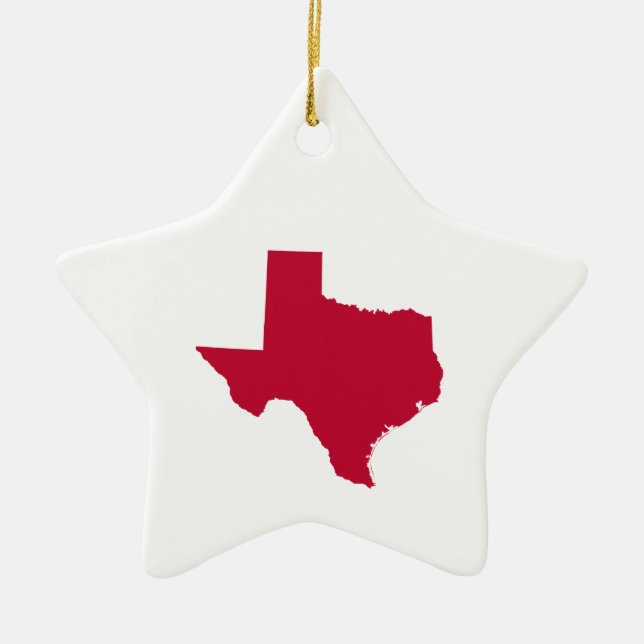 Ornamento De Cerâmica Vazio de Forma de Mapa do Texas Vermelho (Frente)