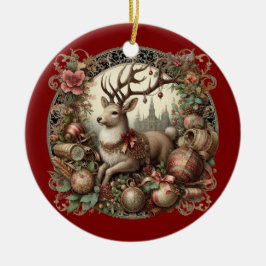 Ornamento De Cerâmica Veado com decoração