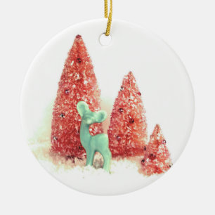 Ornamento De Cerâmica Veado de Natal Retro