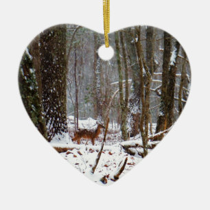 Ornamento De Cerâmica Veado na neve cai